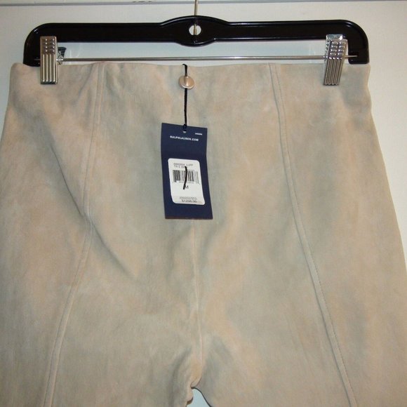 Ralph Lauren Black Label Natural Abbey Stretch Suede Pants - Picture 7 of 7